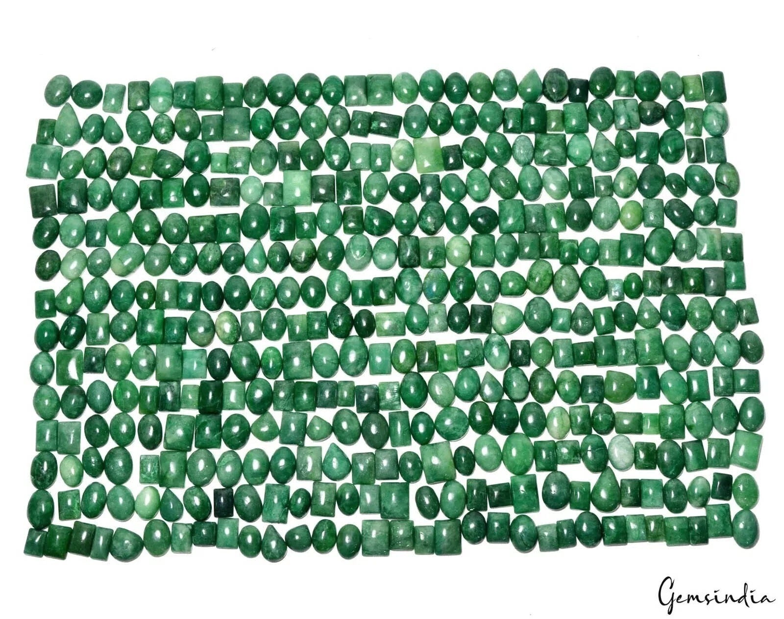 Emerald Lot, Cabochon, Color Enhanced, Green — 405 Pieces, 10mm to 23mm, 4650 Ct, Brazil