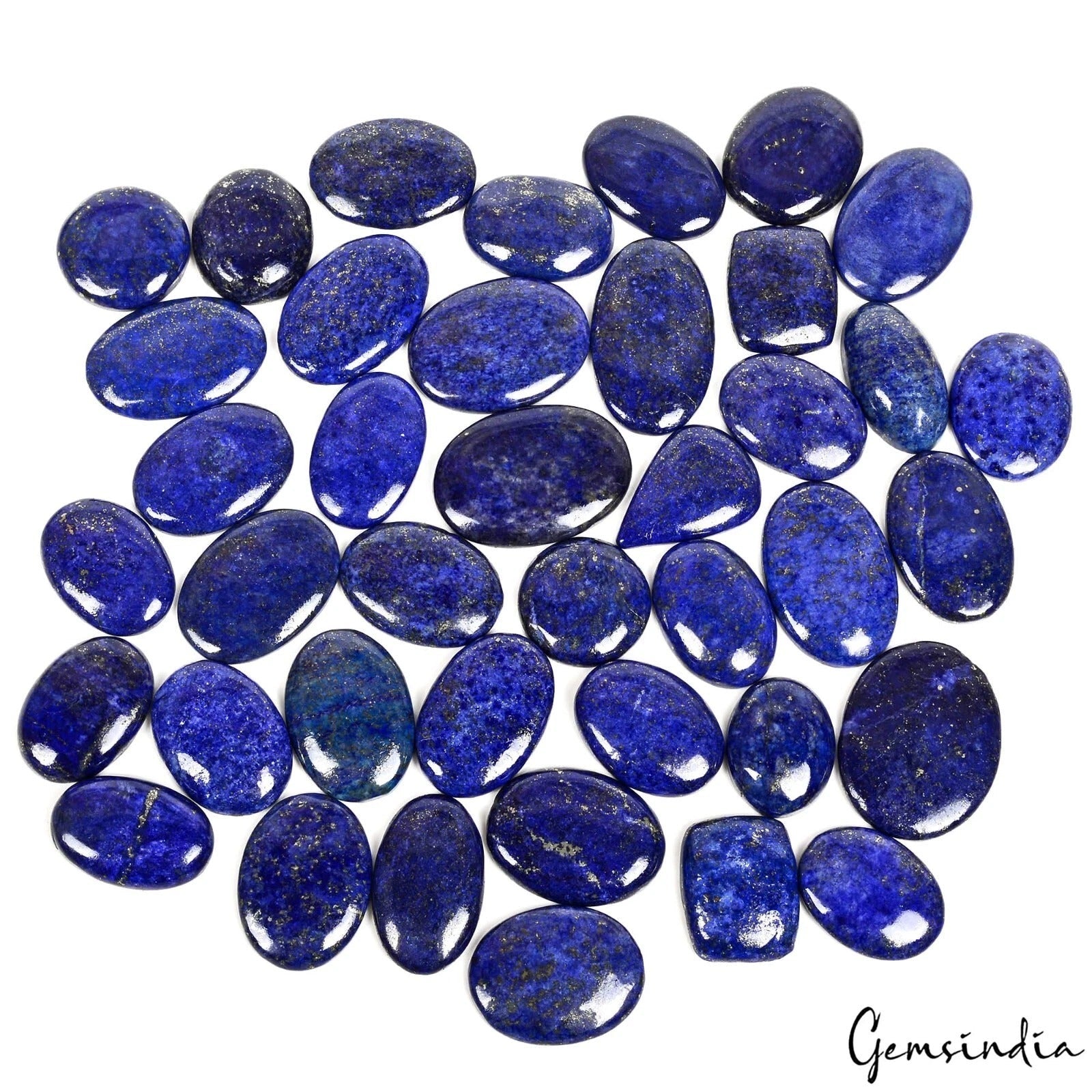 40 Pcs Natural Blue Lapis Lazuli Mix Cabochon Loose 22-36mm Gemstones Lot~1240Ct