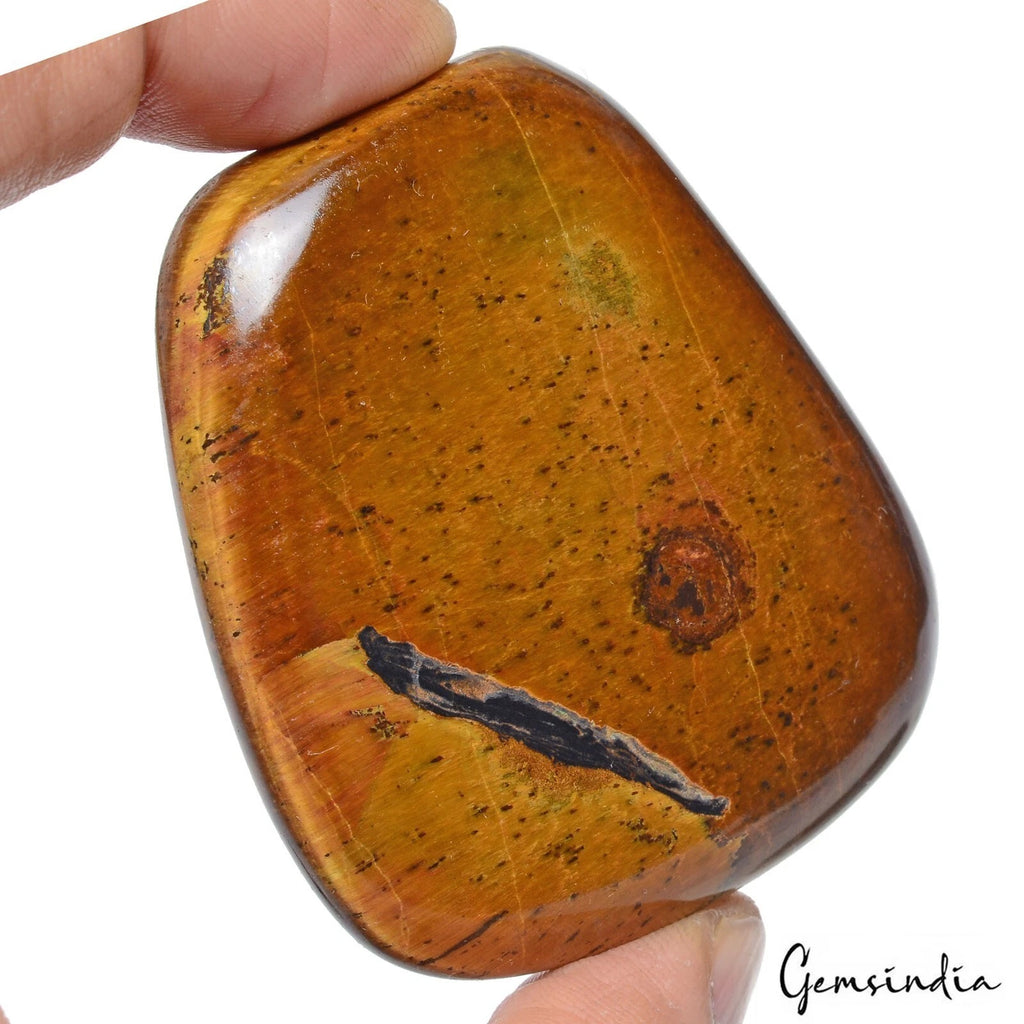 Tiger Eye Cabochon, Untreated, Red — 61x52x11mm, 360 Ct, Madagascar