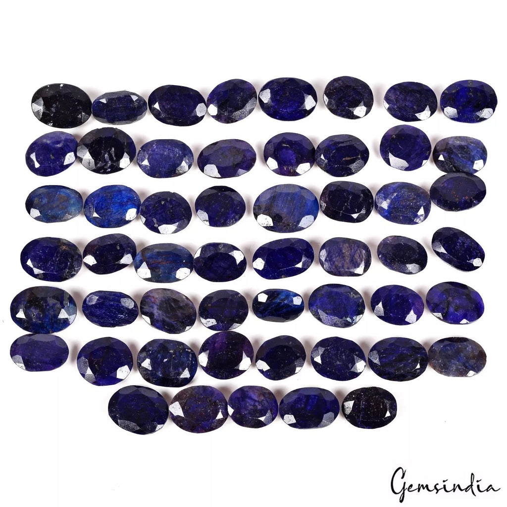 600 Cts/53 Pcs Natural Blue Sapphire Oval Faceted Cut Loose Gems Lot For Jewelry