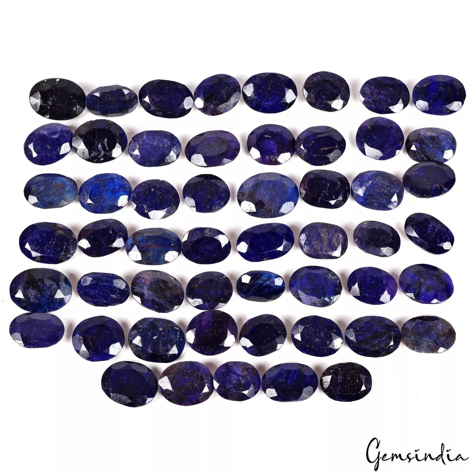 600 Cts/53 Pcs Natural Blue Sapphire Oval Faceted Cut Loose Gems Lot For Jewelry