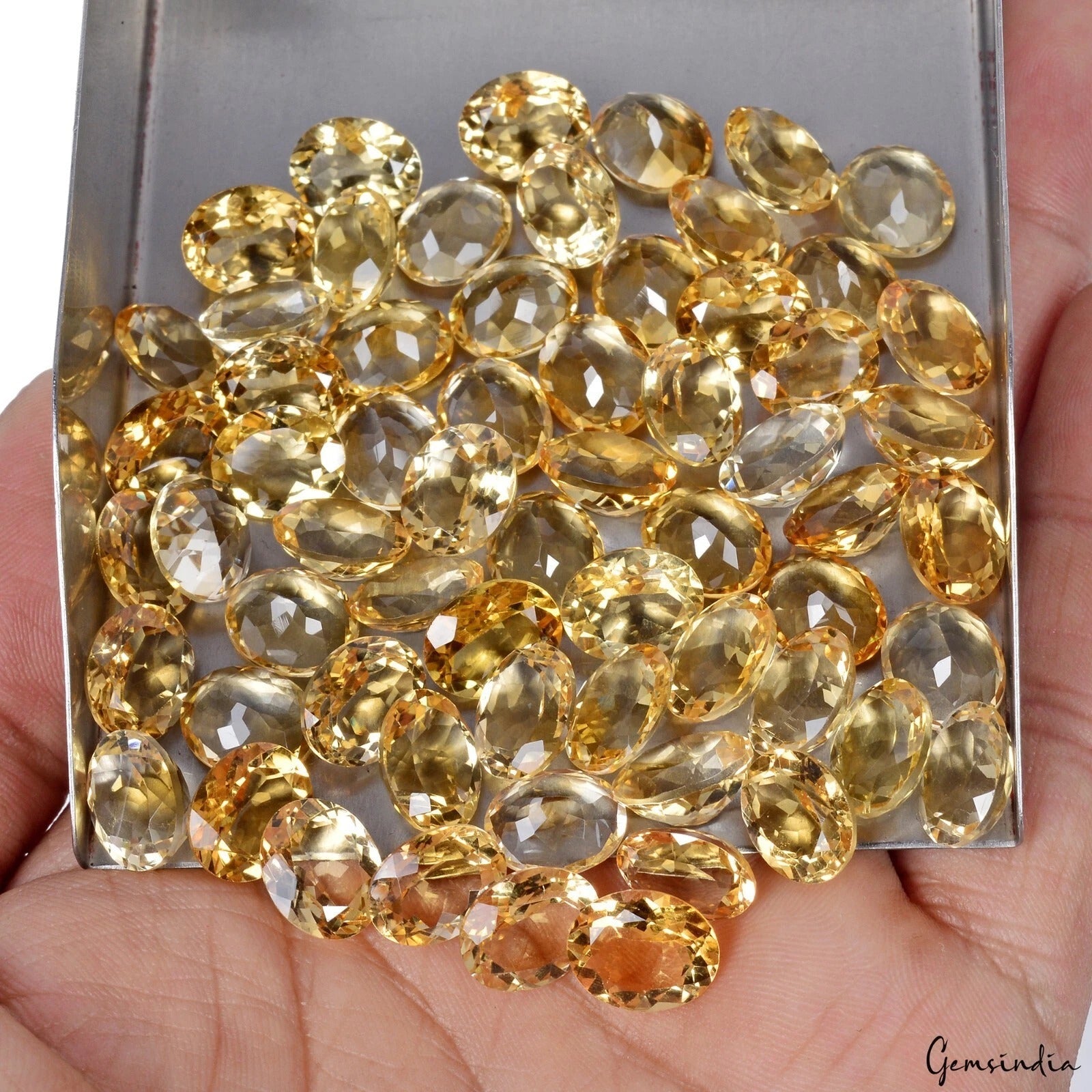 VVS 63 Pcs Natural Citrine 10mm-11mm Oval Faceted Cut Untreated Loose Gemstones