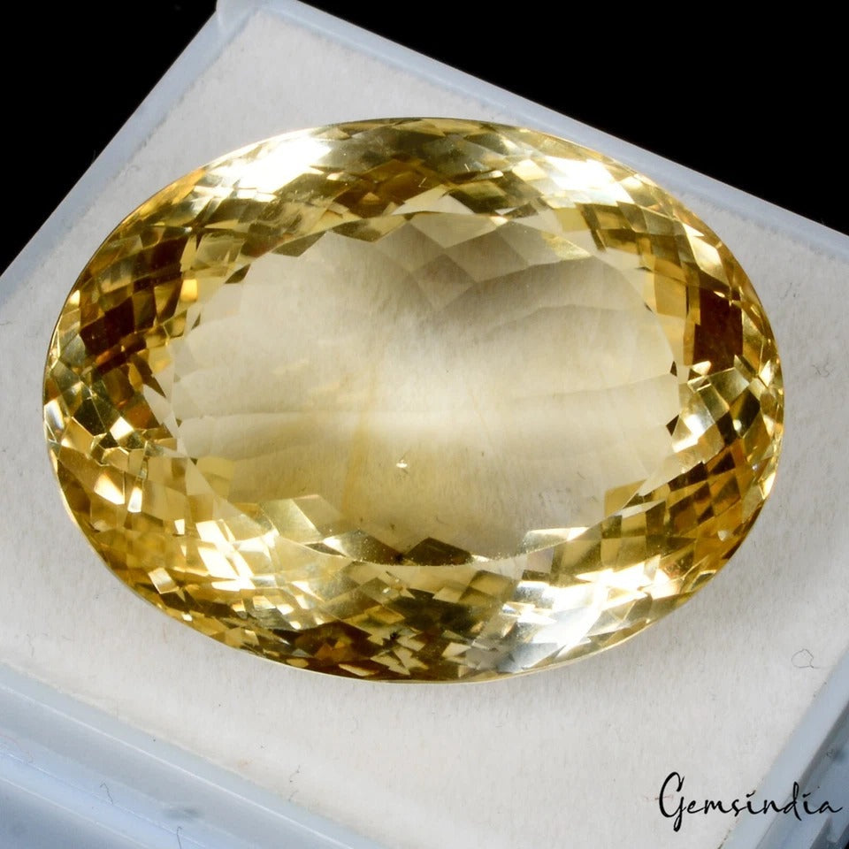 VVS 64.80 Ct Natural Untreated Yellow Citrine Oval Cut Loose Eye Clean Gemstone