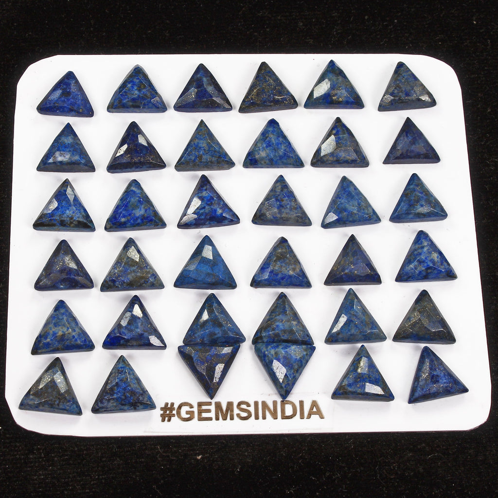 192.90 Cts/36 Pcs Natural Blue Lapis Lazuli Trillion Calibrated Gems For Jewelry