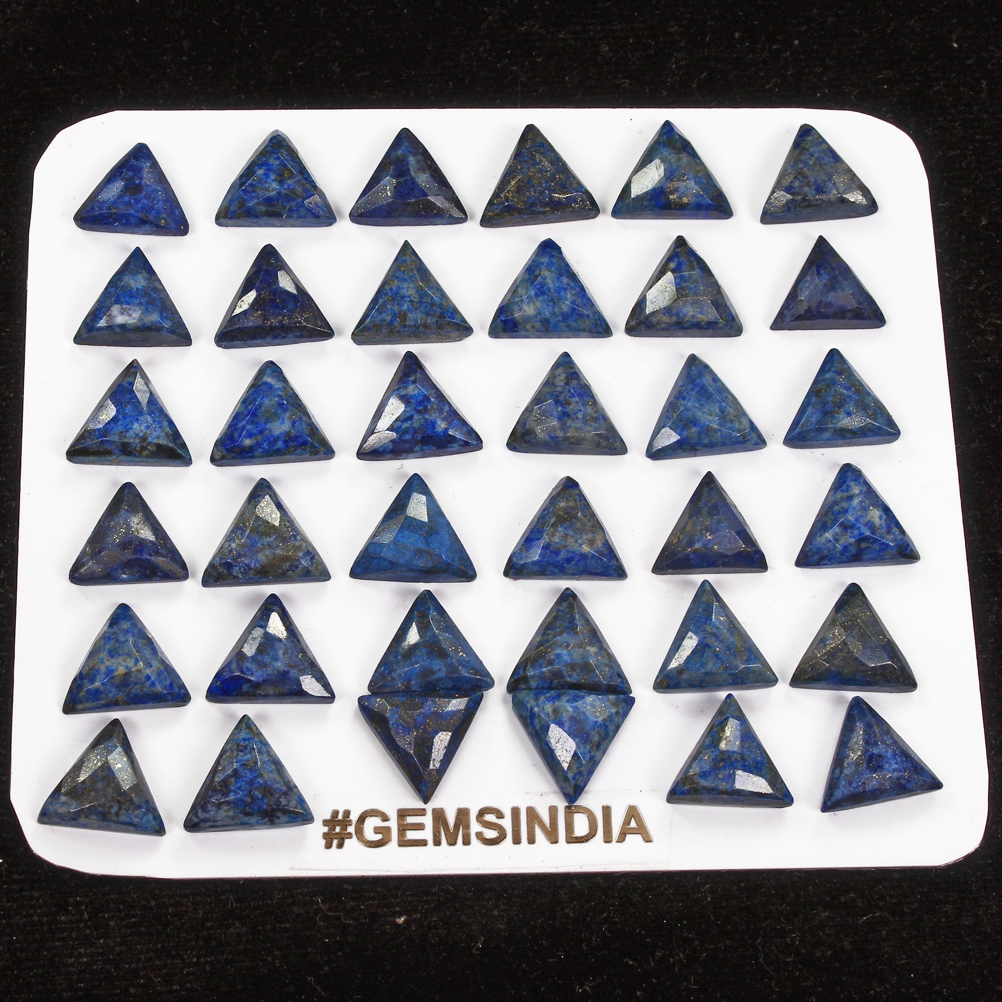 192.90 Cts/36 Pcs Natural Blue Lapis Lazuli Trillion Calibrated Gems For Jewelry
