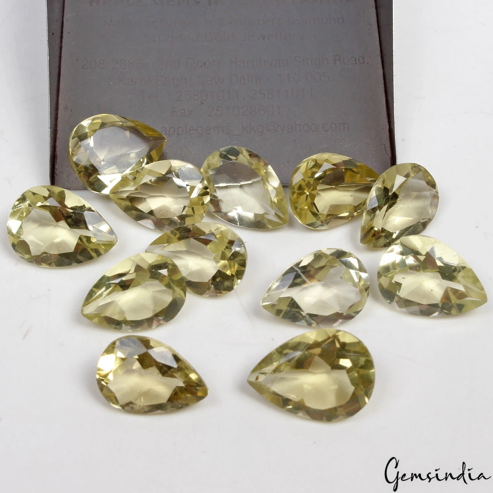 68 Ct/12 Pcs Natural Untreated Brazilian Yellow Citrine Pear Cut Gem For Jewelry