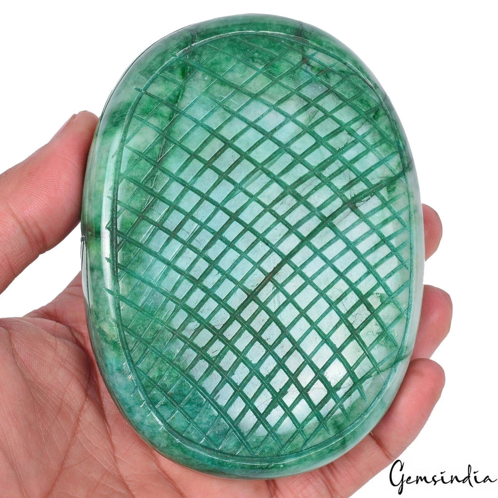 3200 Cts Natural Zambian Emerald Oval Both Side Carving Earth Mined Loose Gems