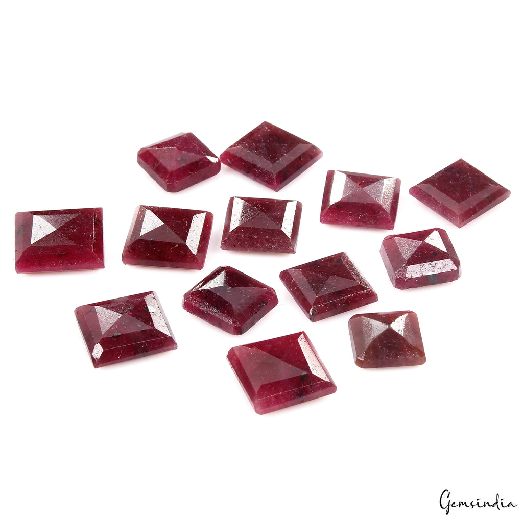Ruby Lot, Loose Gemstone, Color Enhanced, Red — 13 Pieces, 14mm to 18mm, 280 Ct, Madagascar