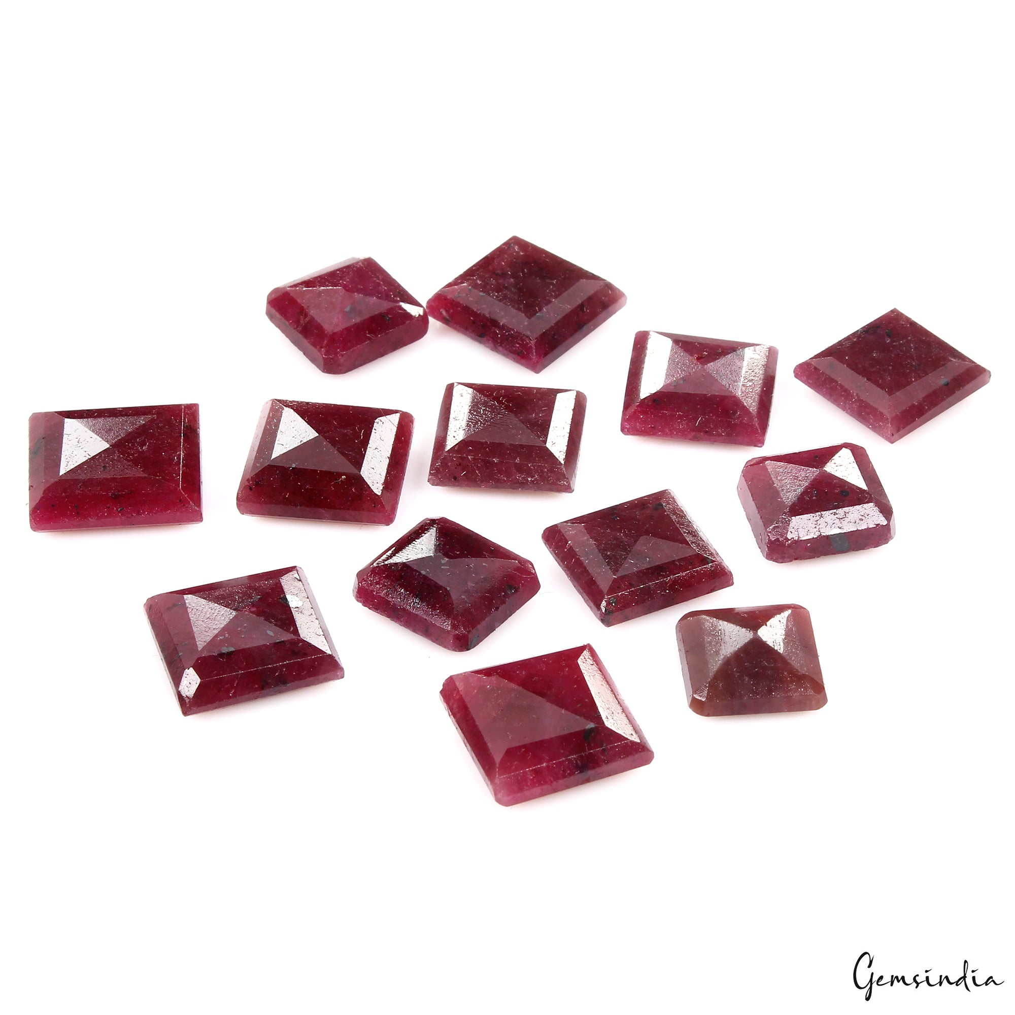 Ruby Lot, Loose Gemstone, Color Enhanced, Red — 13 Pieces, 14mm to 18mm, 280 Ct, Madagascar