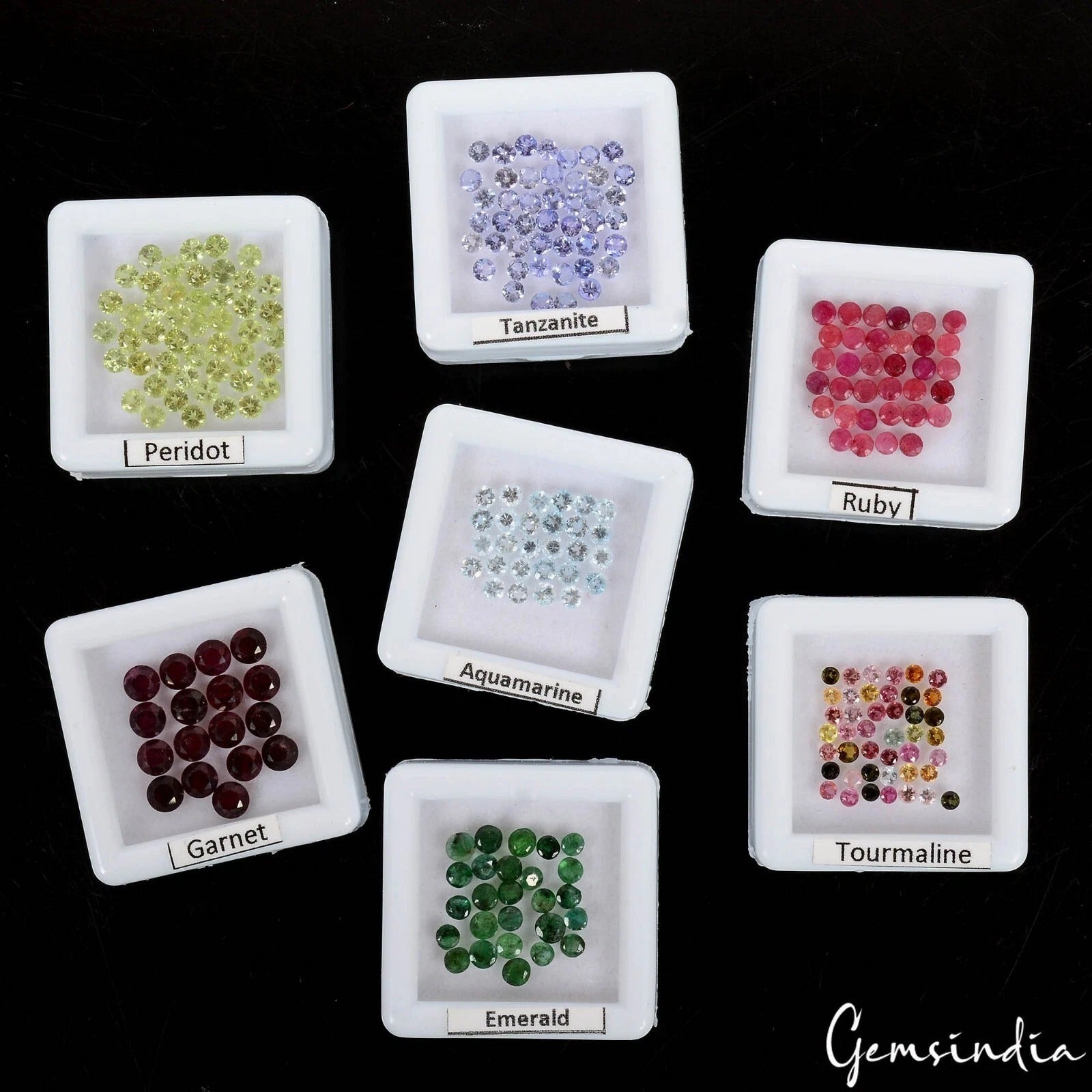 7 Lots Estate Genuine Semi Precious Round Cut Multi Gemstones Collection~240 Pcs