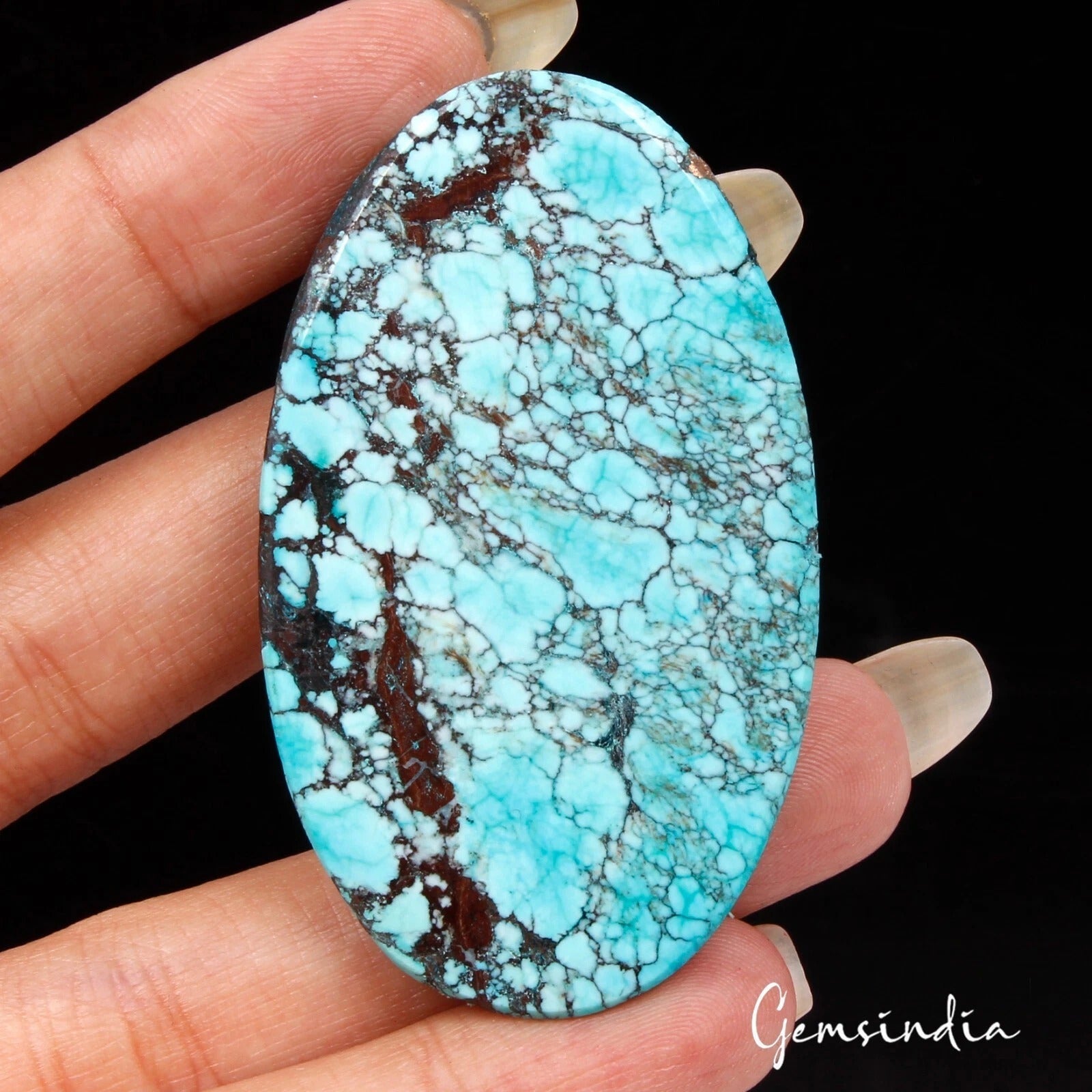 114.20 Ct Natural Blue Spiderweb Arizona USA Turquoise Oval Huge Gem For Pendant
