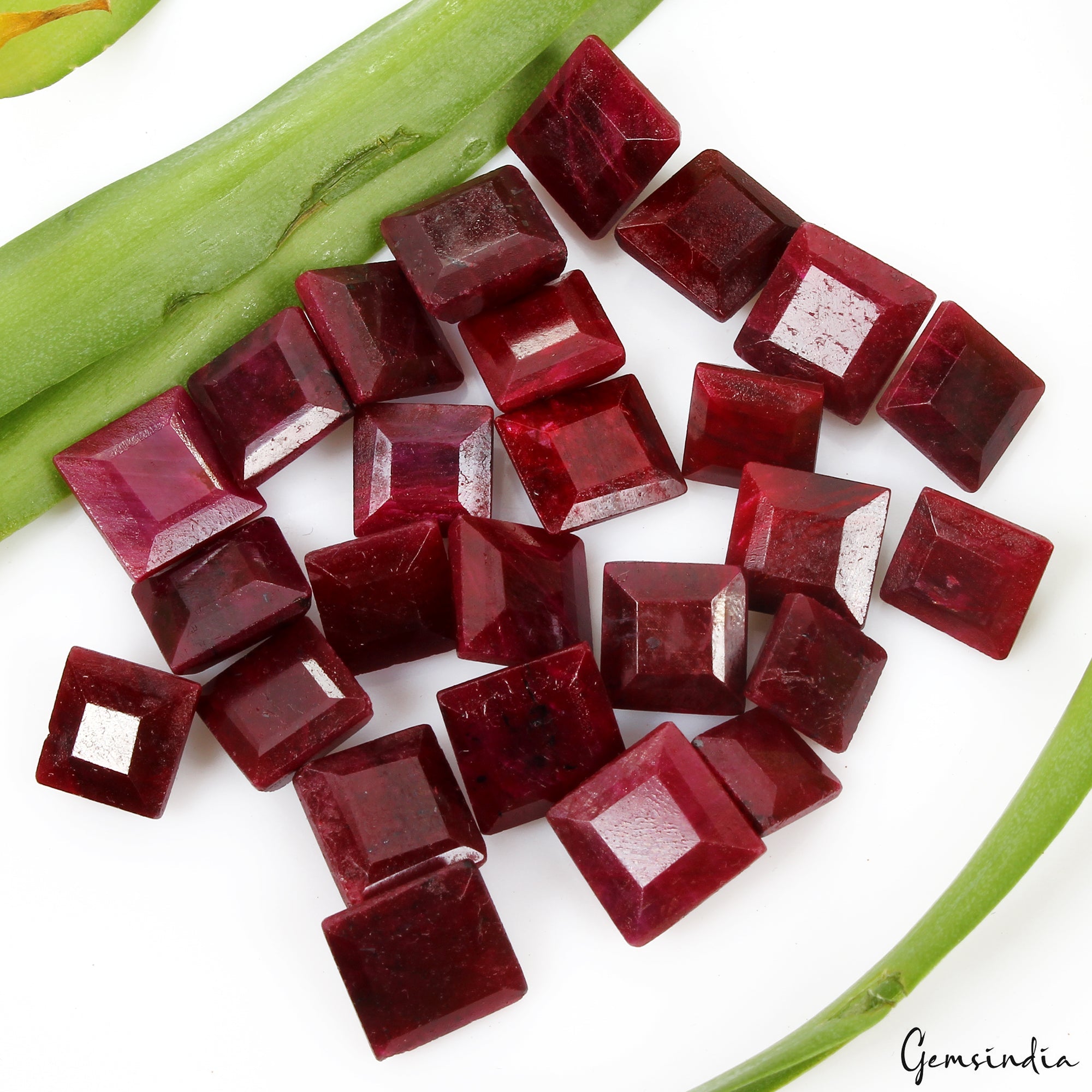270 Ct/26 Pcs Natural Red Ruby Square Cut Loose Faceted 10-13mm Jewelry Gems Lot