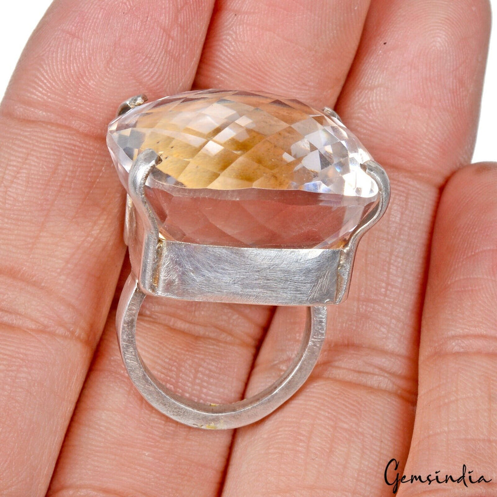 Amethyst Sterling Silver Ring, Untreated, Silver — Size 7 US, 111.00 Ct (22.20 g)