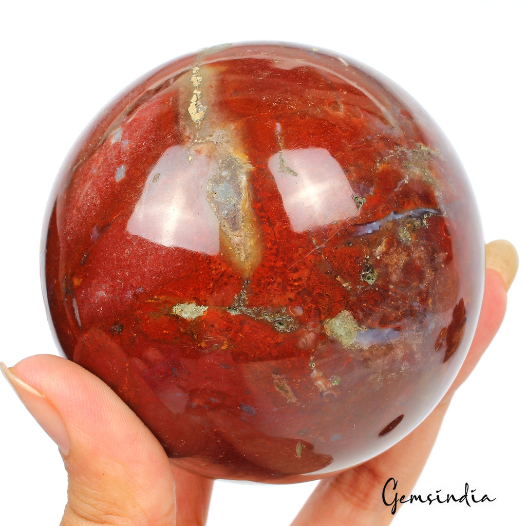 2820 Ct Natural Red Bloodstone Healing Crystal Mineral Sphere Gems With Stand