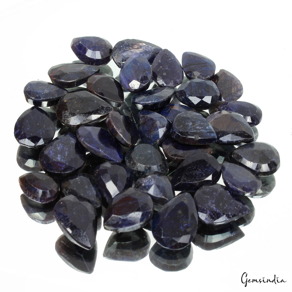 300 Ct/34 Pcs Natural Blue Sapphire Pear Cut Loose Gemstones Lot For Jewelry