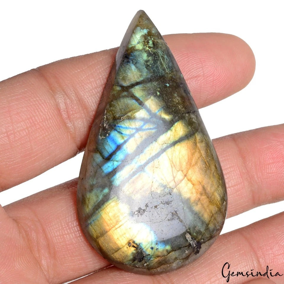 Certified 117.20 Ct Natural Untreated Multi Color Shine Labradorite Pear Cab Gem