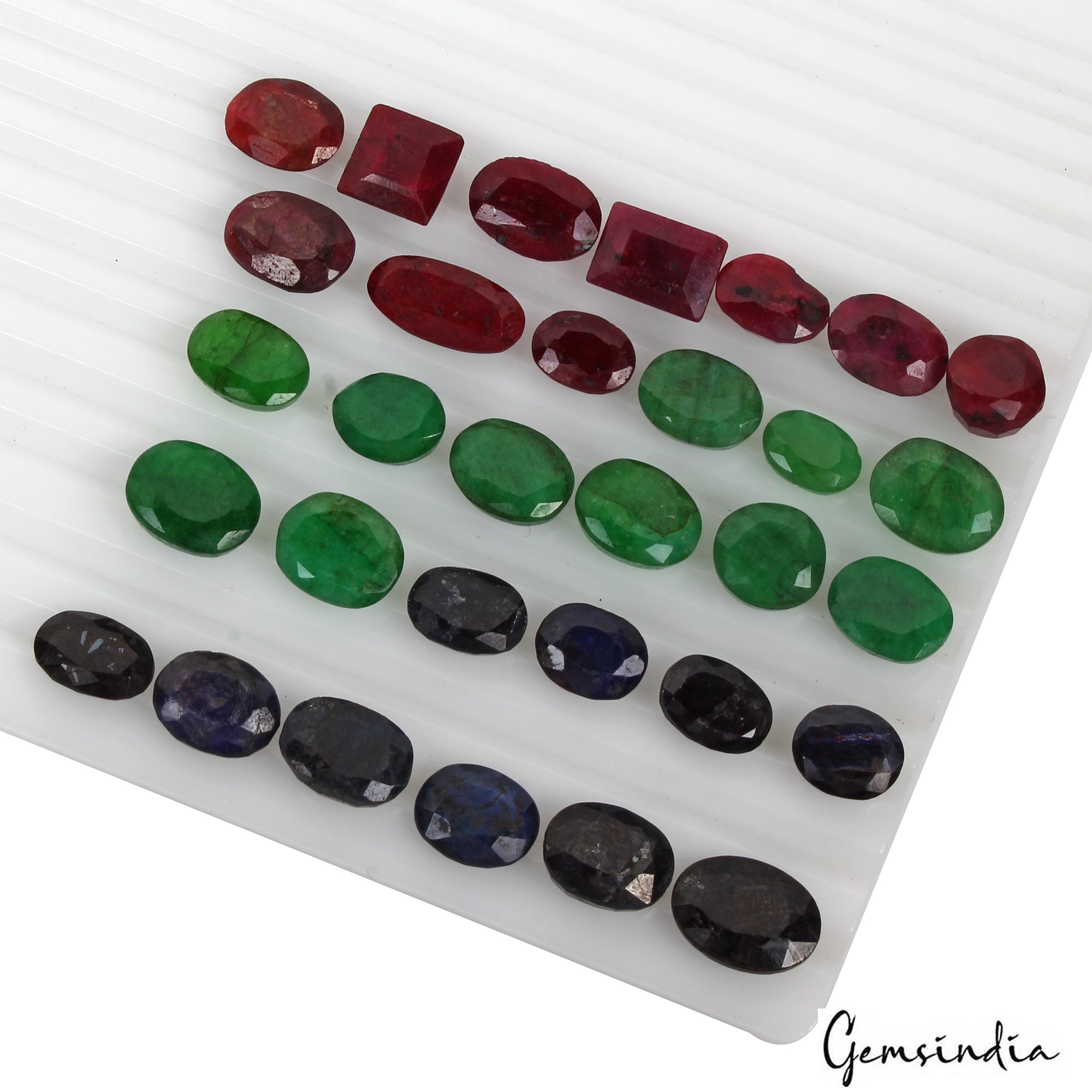 250.00 Cts/31 Pcs Natural Multi Color Ruby Emerald Sapphire Mix Gems Lot-11-18mm