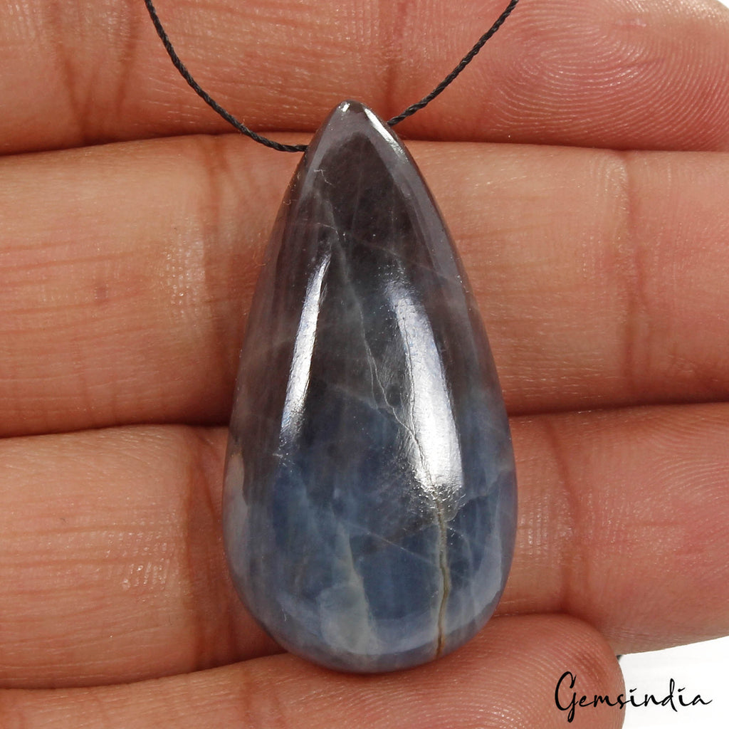 Certified 73 Cts Natural Untreated Gray Blue Sapphire Pear Drilled Briolette Gem