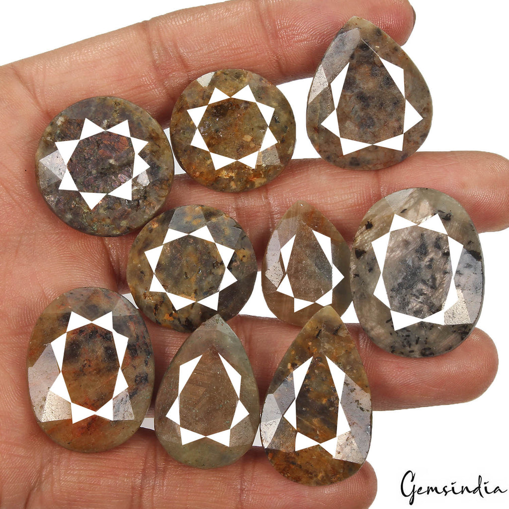 Sapphire Lot, Loose Gemstone, Untreated, Bi Color — 9 Pieces, 24mm to 33mm, 640 Ct, Madagascar