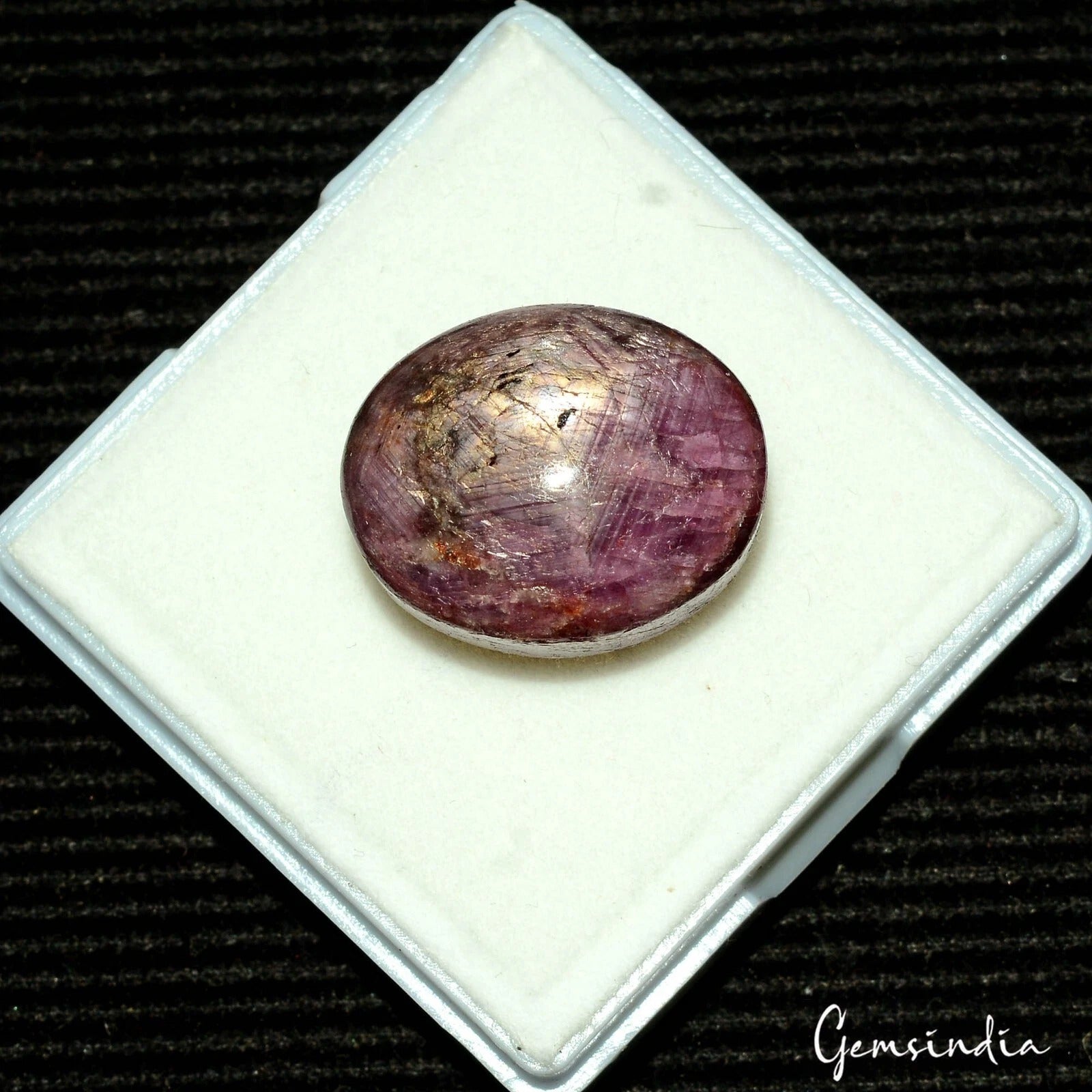 Certified 51.60 Cts Natural Purple Hue Star Ruby Oval Cab Loose Gems For Pendant