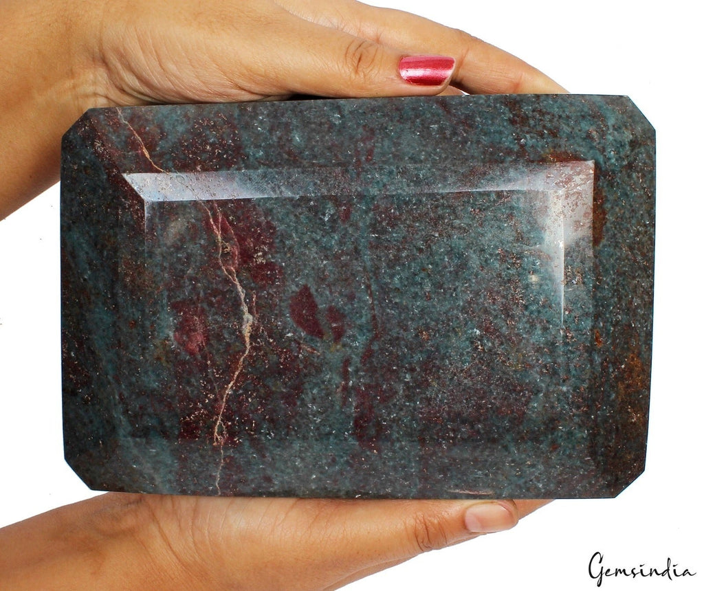 Large Polished Ruby in Kyanite Emerald Cut Slab Natural Stone Display Slab~5.3Kg