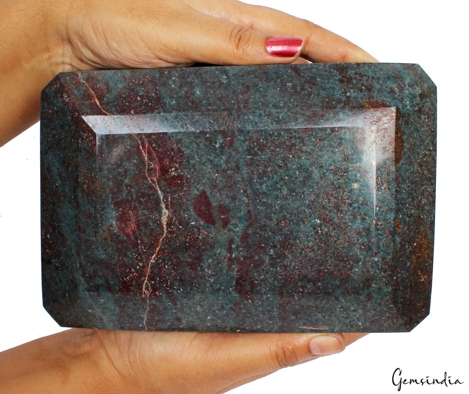 Large Polished Ruby in Kyanite Emerald Cut Slab Natural Stone Display Slab~5.3Kg