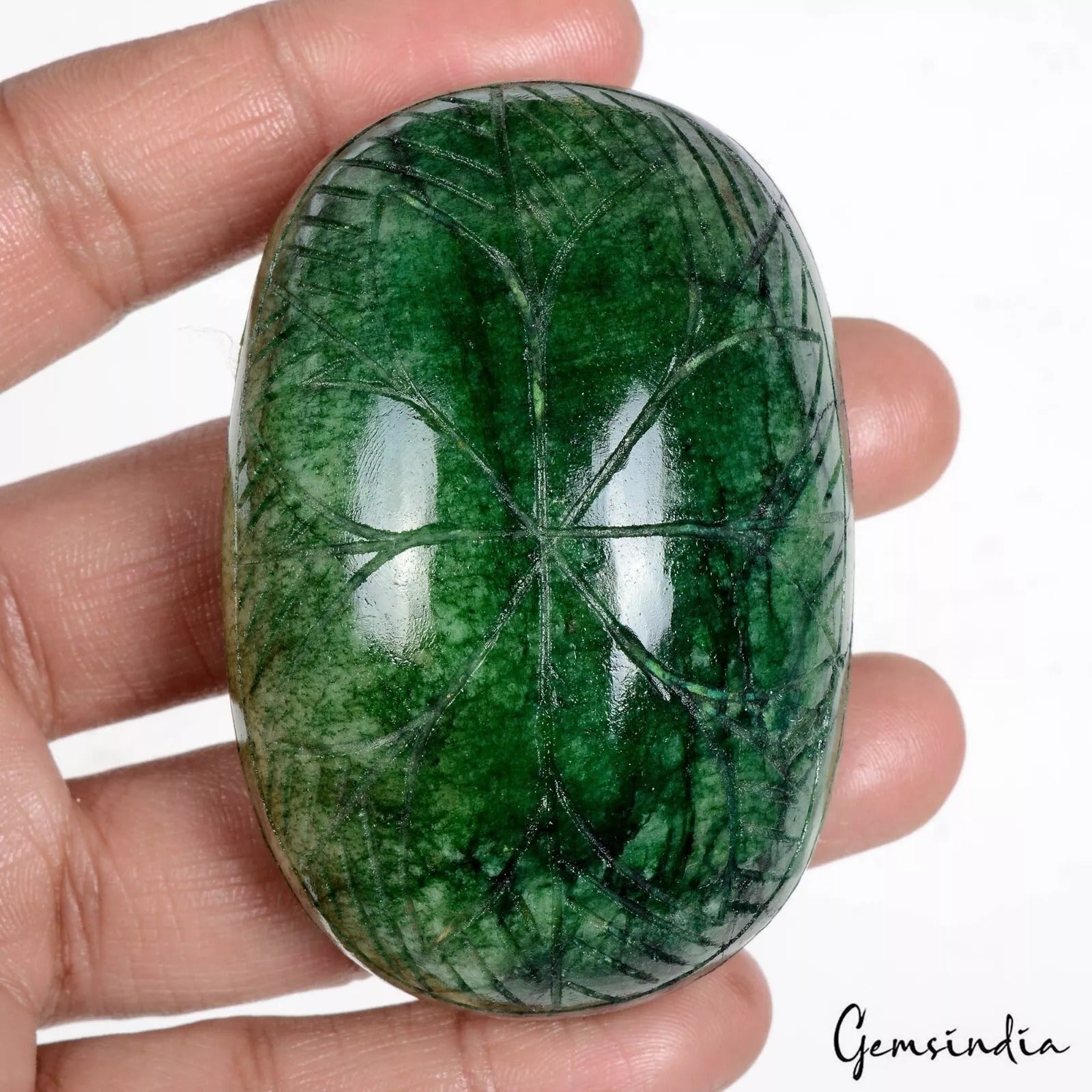 900 Cts Natural Green Emerald Oval Shape Loose Hand Carved Brazil Gemstone~71mm