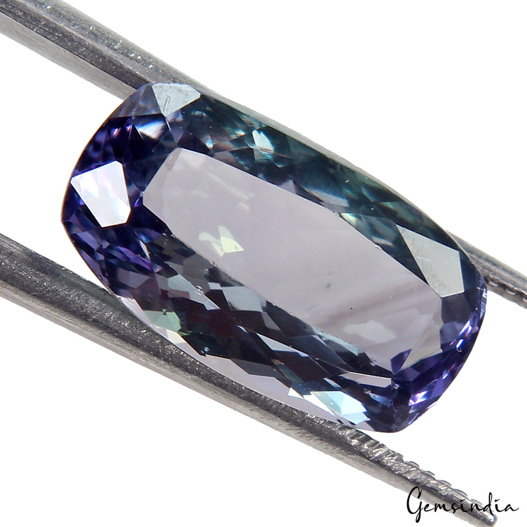 Certified 4.75 Cts Natural Tanzanite Loose Gem Cushion Cut AAA+ Blue Purple VVS
