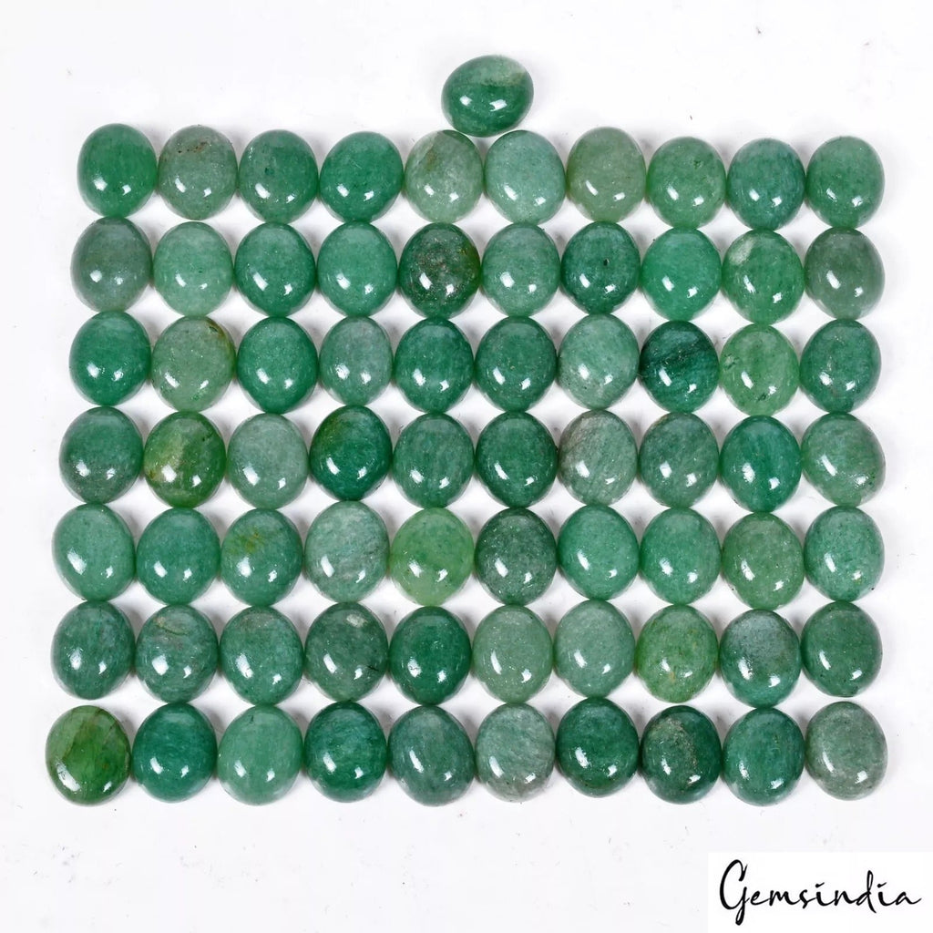 390 Ct/11x9mm Natural Dark Green Aventurine Loose Oval Cab Untreated Gemstones