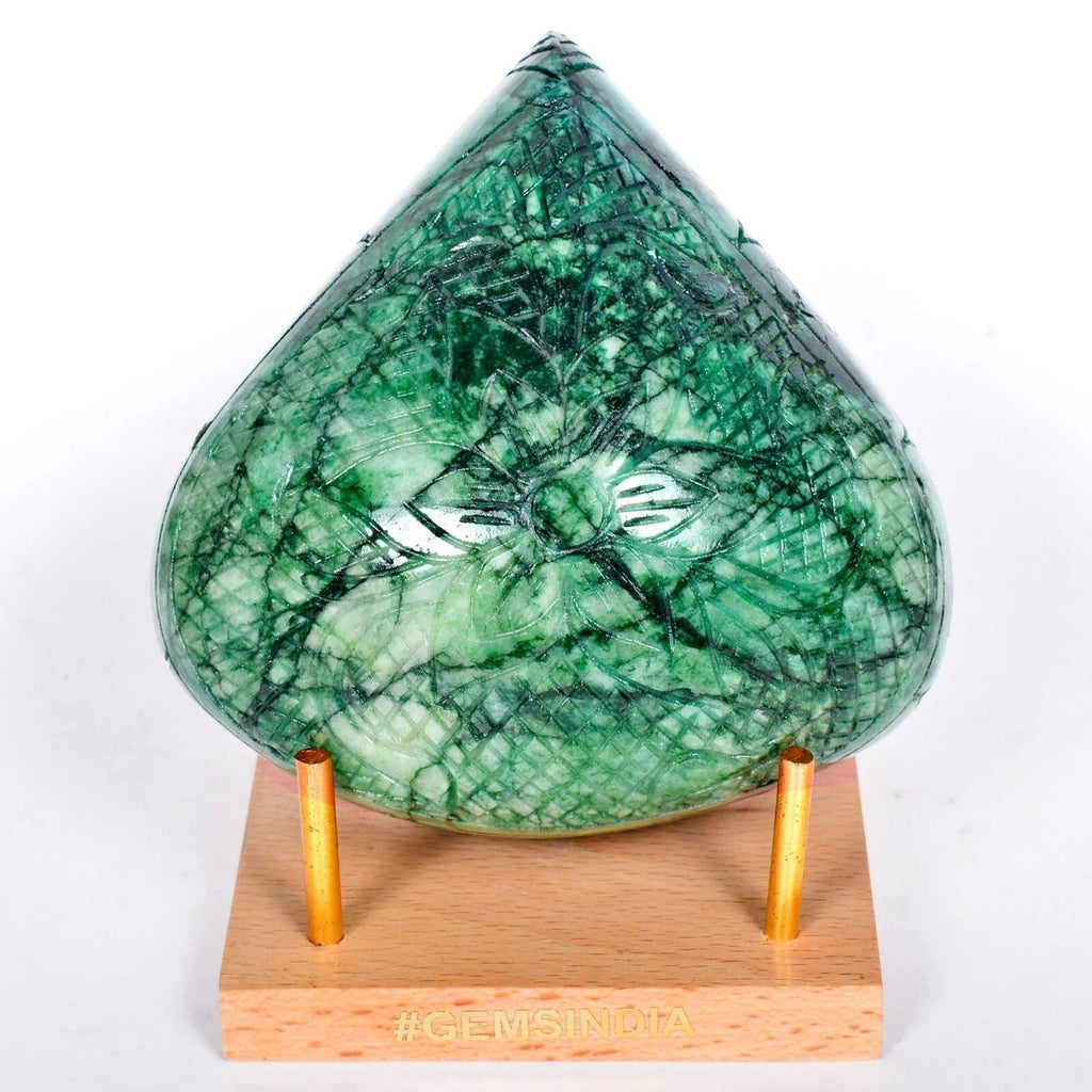 Large Natural Green Emerald 3120 Ct Pear Cut Carved Earth Mined Loose Gemstone