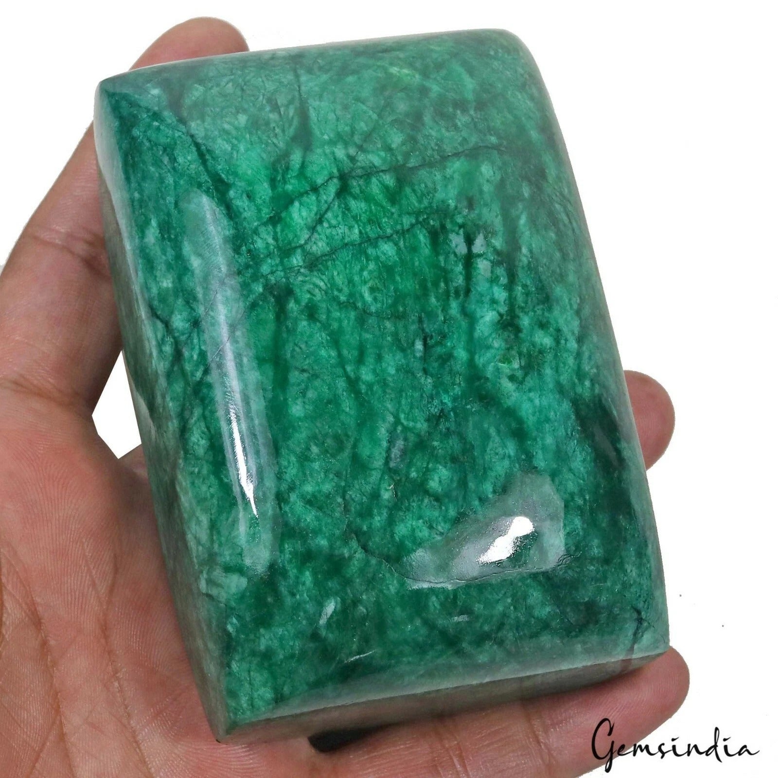 Emerald Cabochon, Color Enhanced, Green — 95x65x41mm, 2825 Ct, Brazil