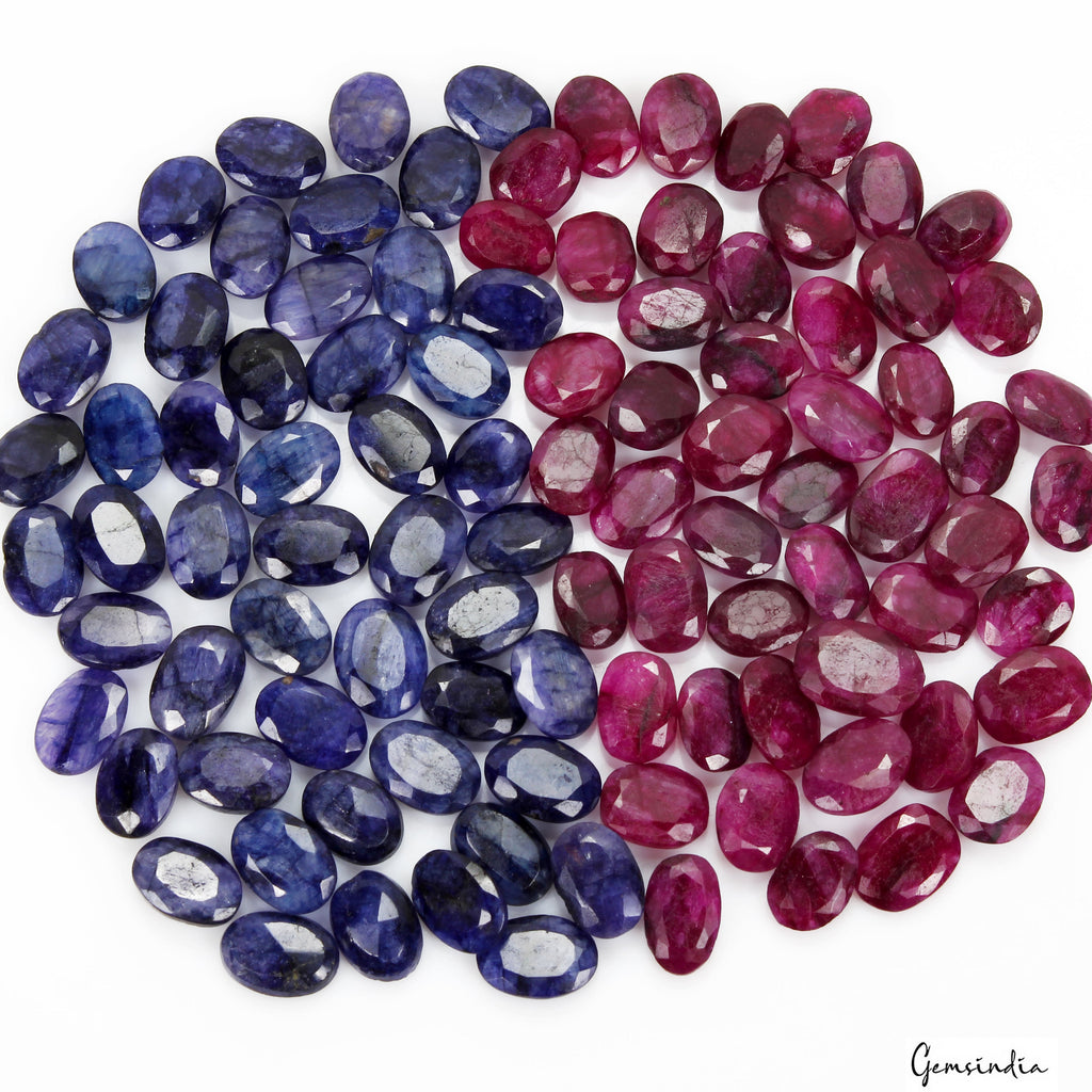 540Ct/100 Pc Natural Red & Blue Beryl Oval Cut 12-16mm Loose Jewelry Making Gems