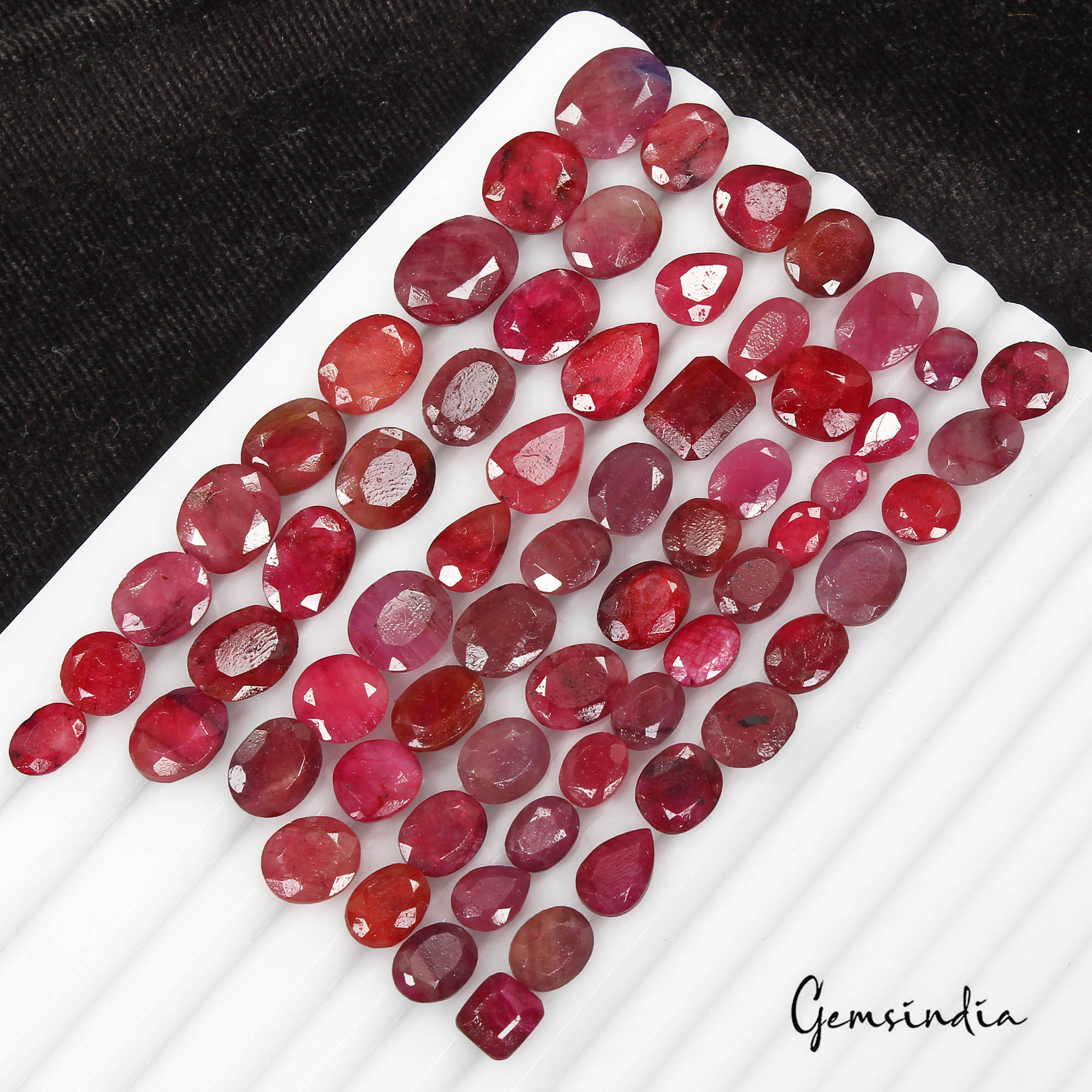 Superb Wholesale 184.60 Cts/64 Pcs Natural Red Ruby Mix Cut Gems Lot For Jewelry