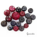 131.60 Ct/19Pcs Natural Red Ruby Blue Sapphire Round Checker Cut Drill Bead Gems