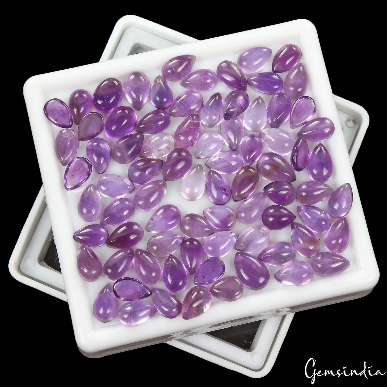 70.50 Ct/76 Pcs Natural Purple Brazilian Amethyst Pear Cab Loose Gem For Jewelry