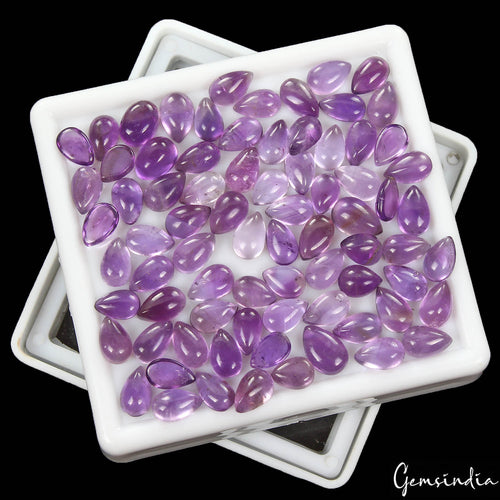 Amethyst Lot, Cabochon, Purple — 76 Pieces, 6mm to 9mm, 70.50 Ct, Brazil