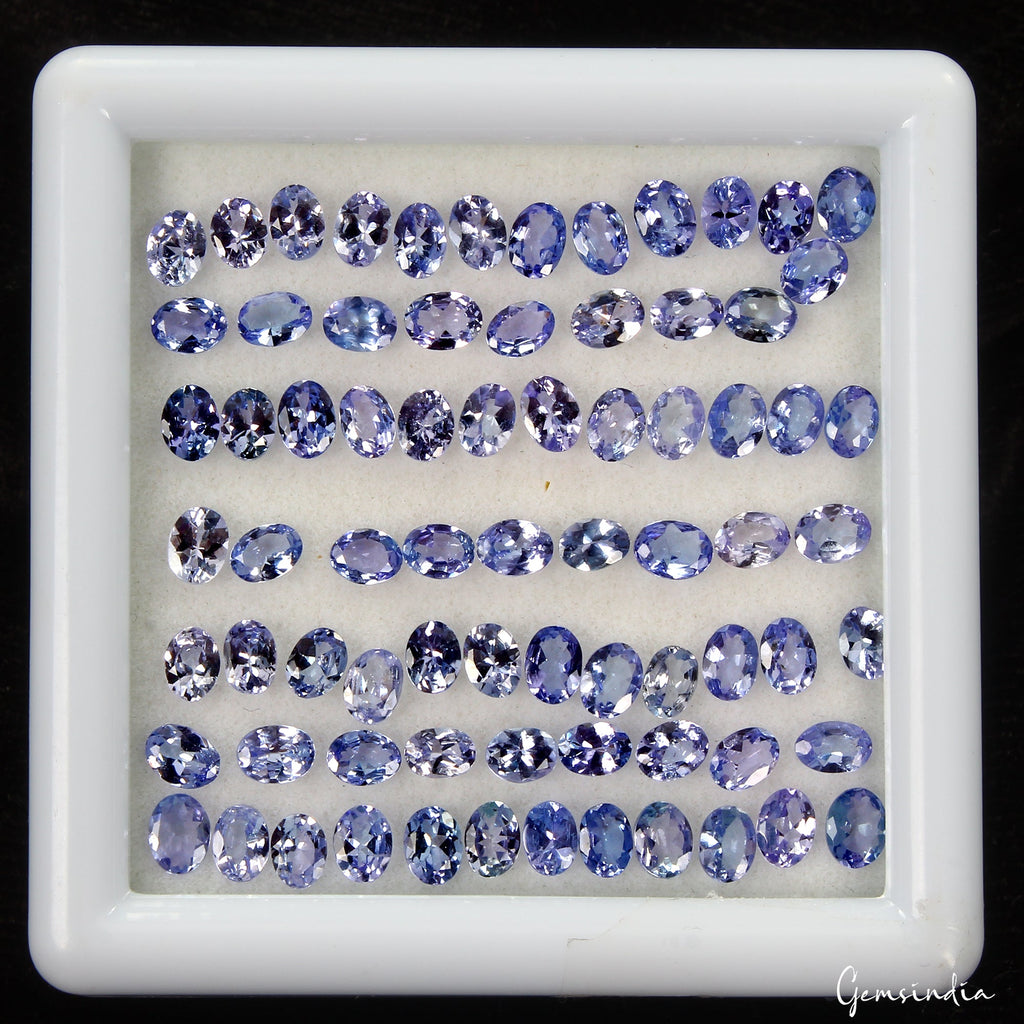 Oval 4x3mm Ravishing Color&Full Fire! Purple Blue Tanzanite Gems Lot 75Pcs/13 Ct