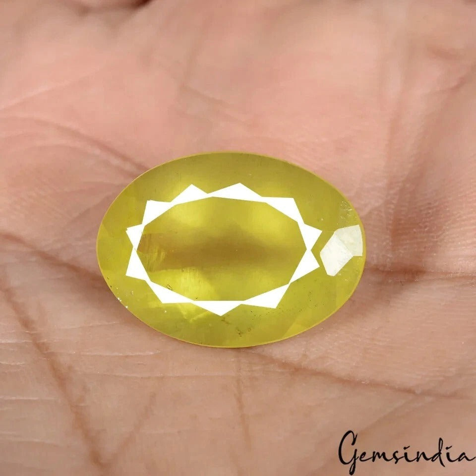 12.70 Ct Natural Yellow Heliodor Oval Faceted Loose Gemstone For Making Jewelry
