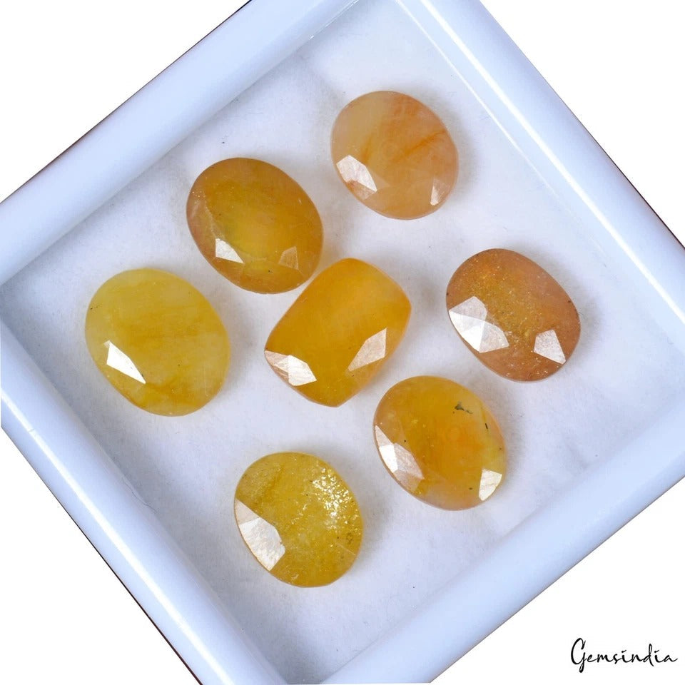 44.20 Ct Natural Untreated Ceylon Yellow Sapphire Mix Cut Loose Gemstones~7 Pcs