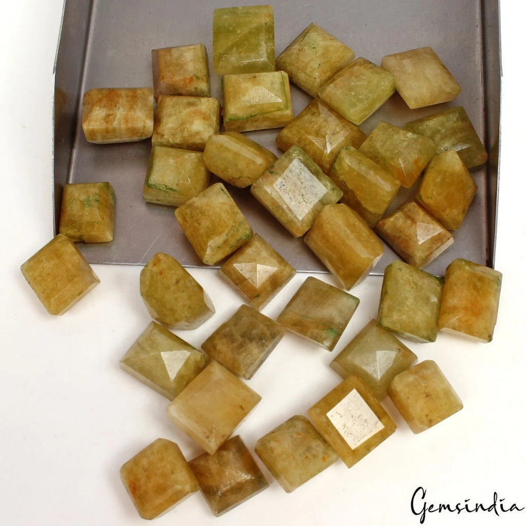 440 Ct/35 Pcs Natural Untreated Yellow Beryl Mix Cut 11-14mm Loose Gemstones Lot