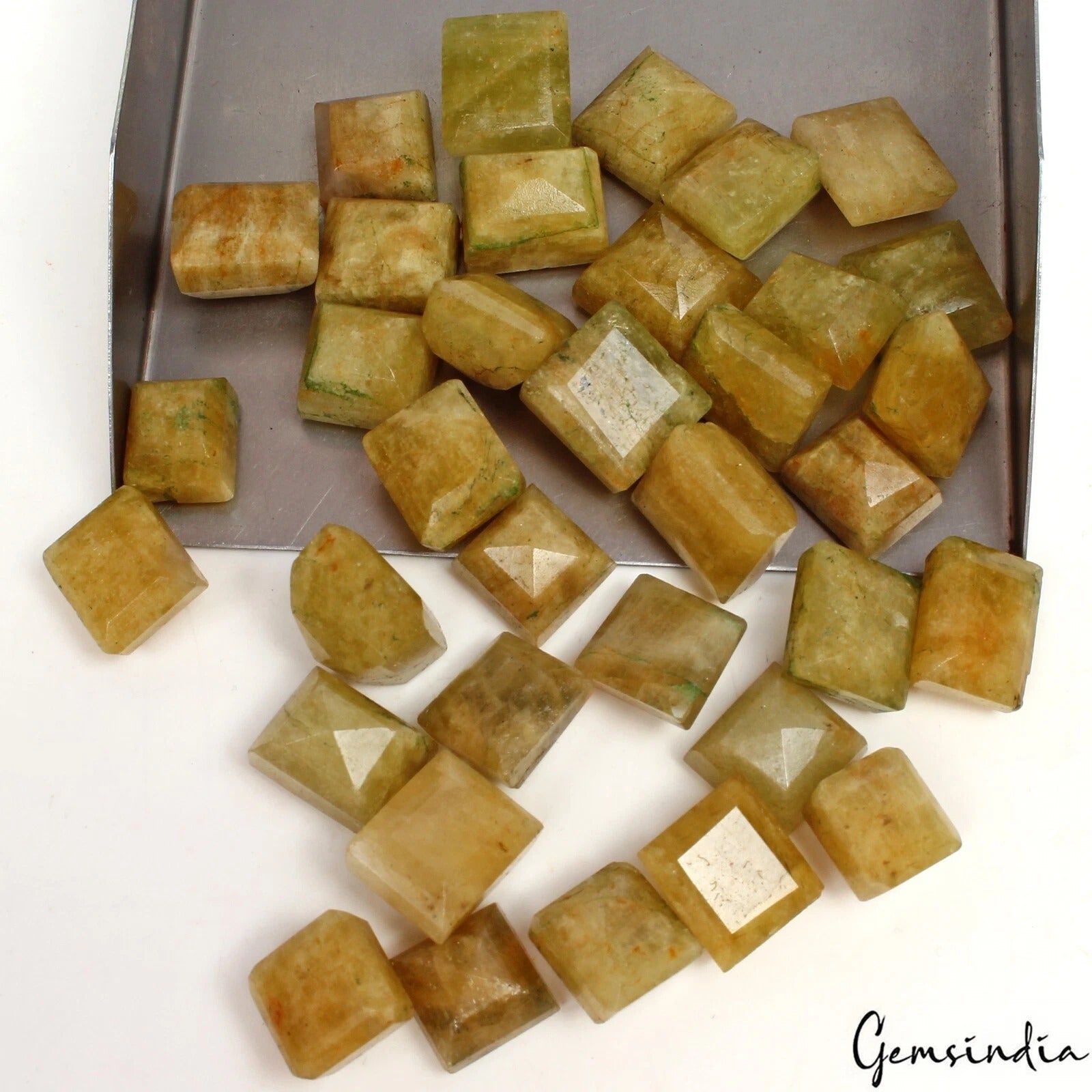 440 Ct/35 Pcs Natural Untreated Yellow Beryl Mix Cut 11-14mm Loose Gemstones Lot