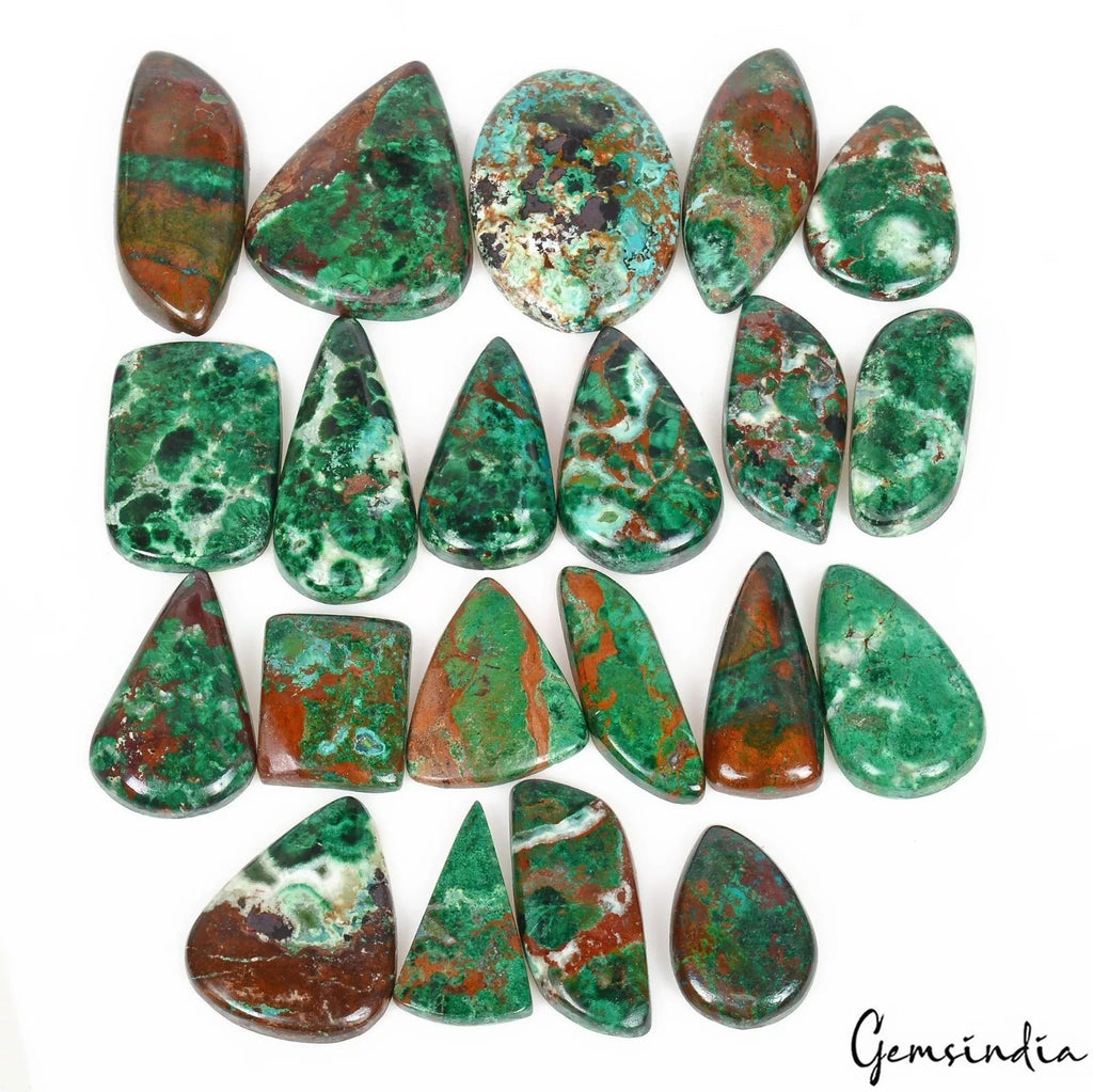 480 Ct/27Pcs Natural Untreated Bi-color Chrysocolla Mixed Cab Wholesale Gems Lot