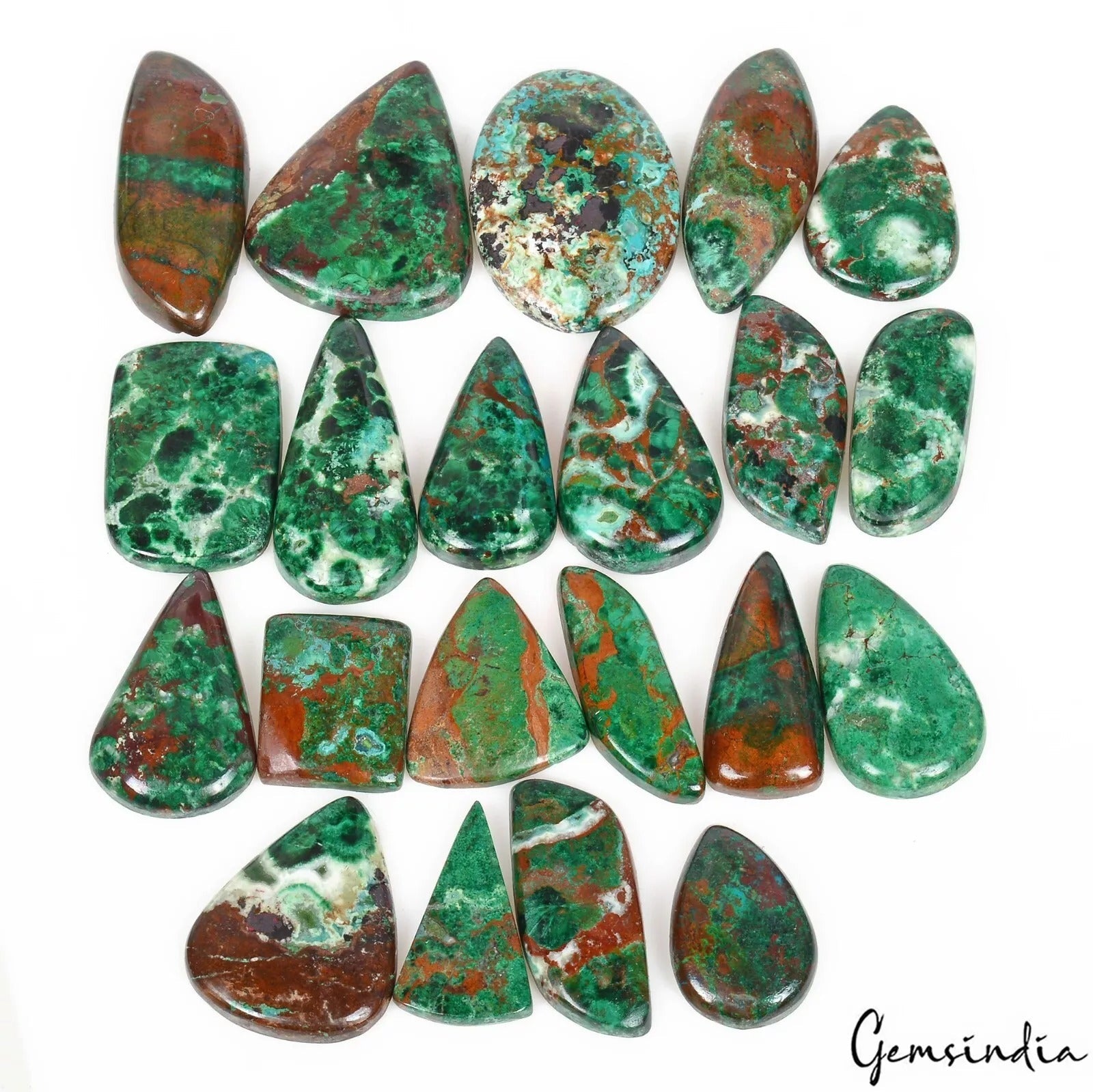 480 Ct/27Pcs Natural Untreated Bi-color Chrysocolla Mixed Cab Wholesale Gems Lot