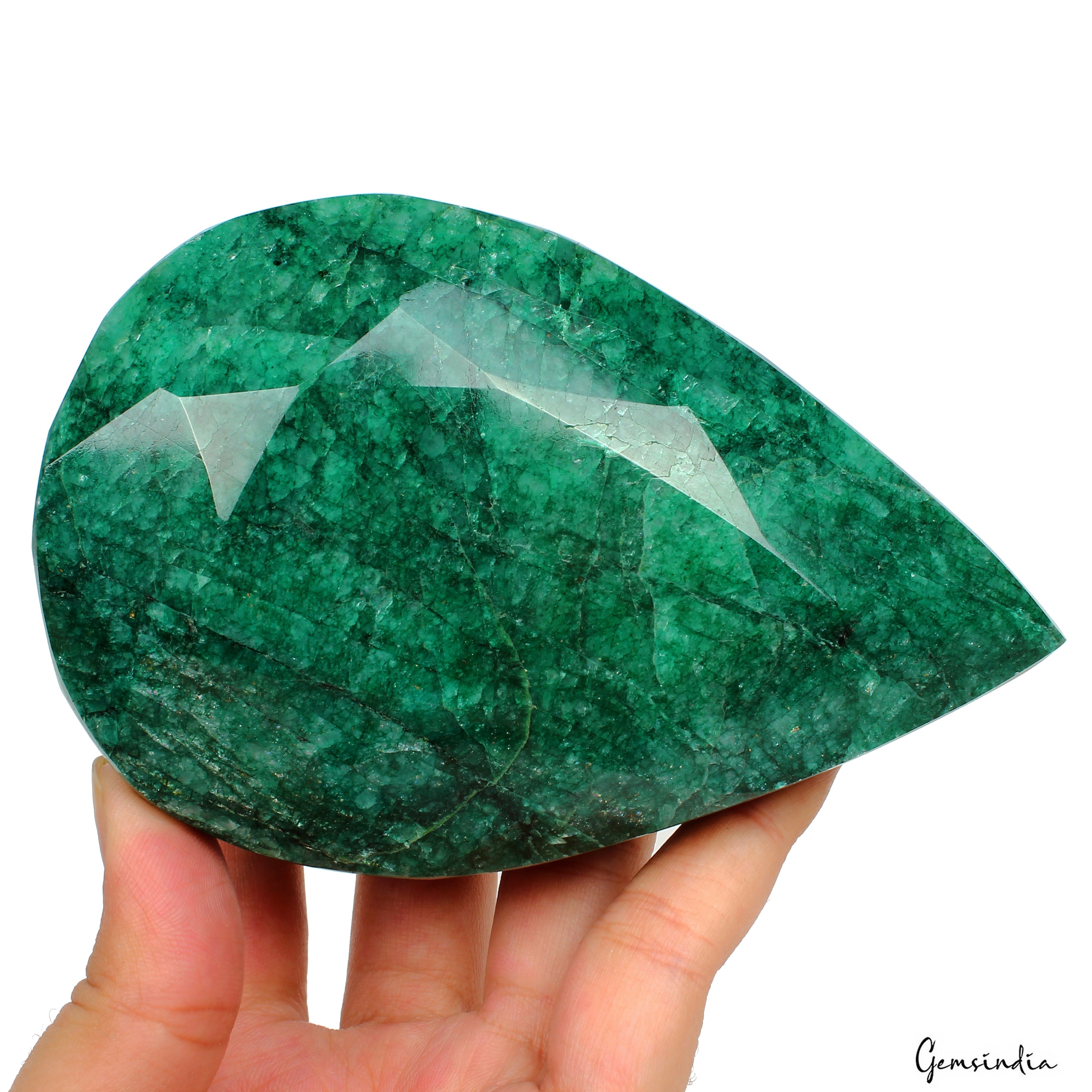 2960 Ct Natural Green Brazilian Emerald Pear Faceted Earth Mined Loose Gemstone
