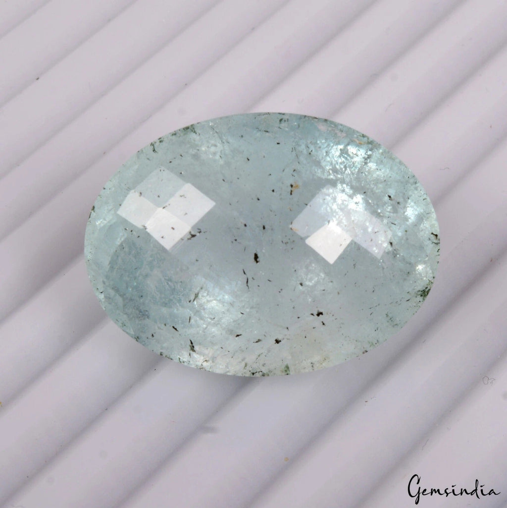 52.85 Ct Natural Aquamarine Huge Oval Checker Cut Loose Gems for Rings & Pendant