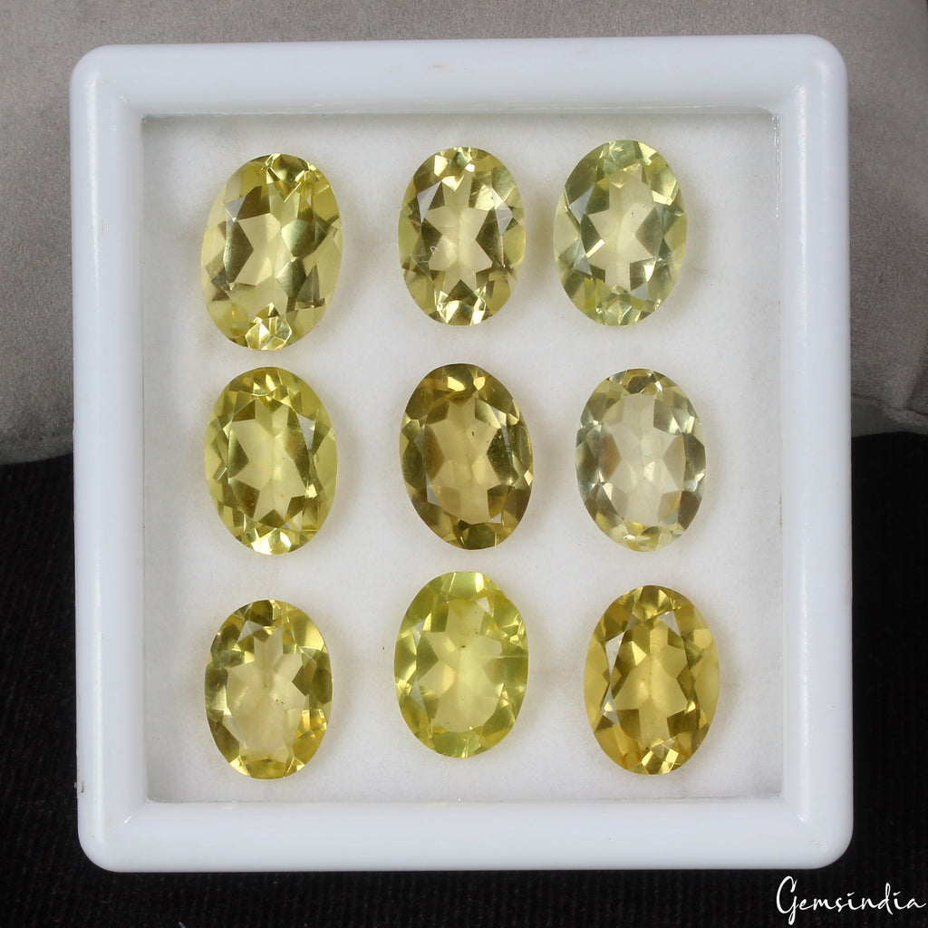 14x10mm Natural Lemon Quartz Oval Cut Loose Jewelry Gemstones 9 Pcs / 50.90 Ct