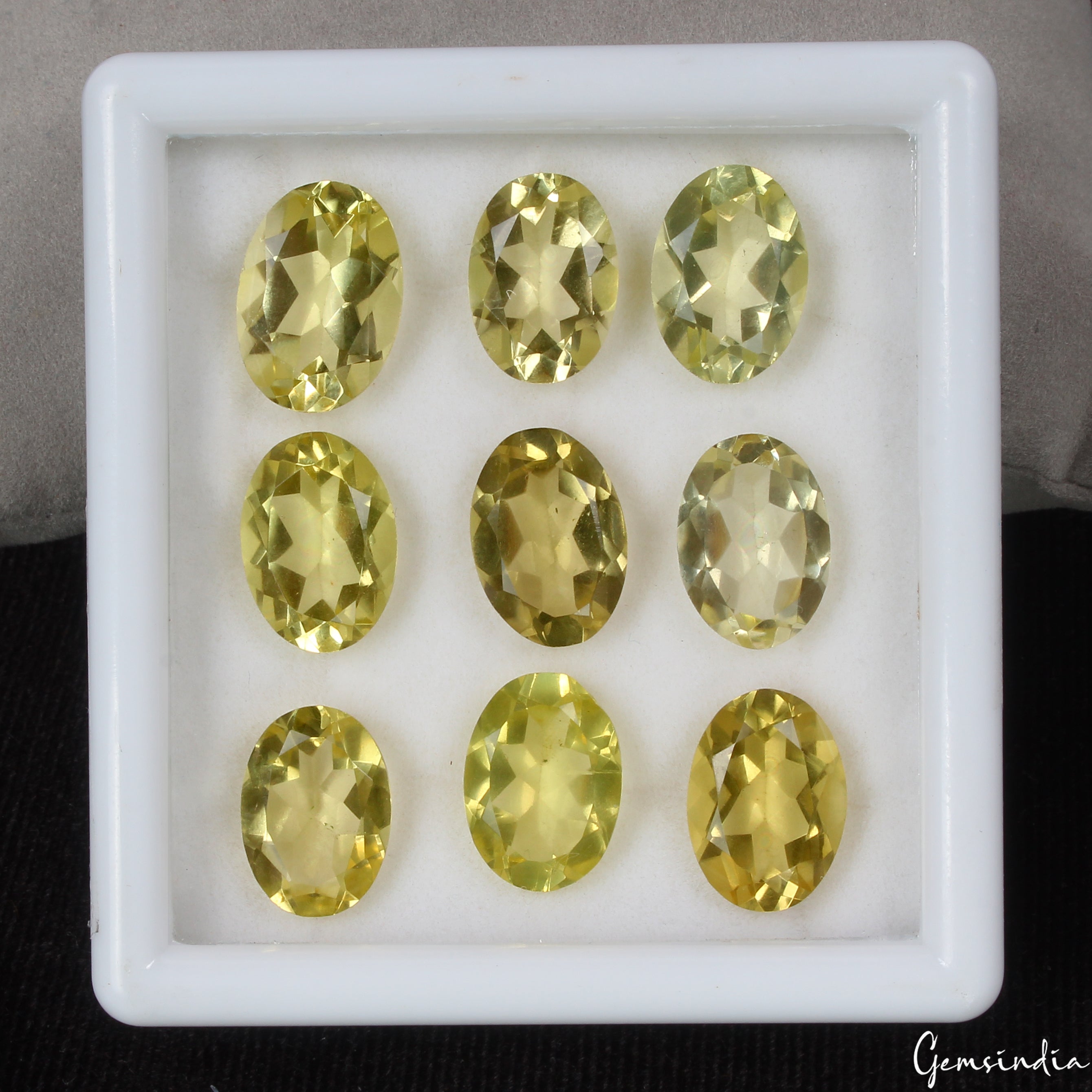 14x10mm Natural Lemon Quartz Oval Cut Loose Jewelry Gemstones 9 Pcs / 50.90 Ct