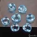 Blue Topaz Lot, Loose Gemstone, Pear/Heart Checker cut, Untreated — 7 Pieces, 9x9mm, 22.50 Ct
