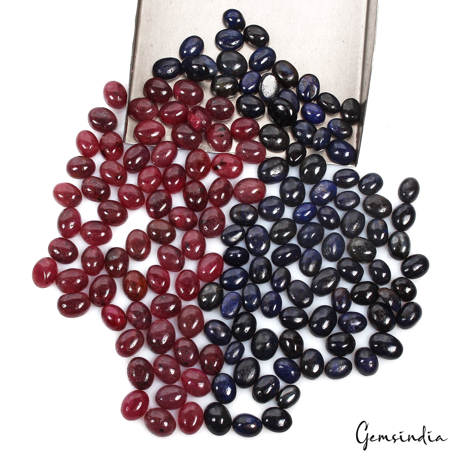 Bulk Loose Ruby Sapphire Gemstones-Oval Cabochon for Jewelry Making~500 Ct/156Pc