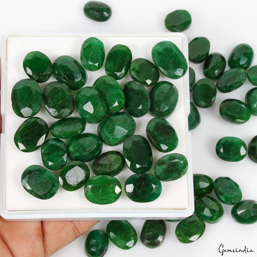 Certified Colombian Natural Green Emerald 620 Ct Oval Cut Loose Gemstones~50 Pcs